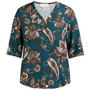 OCY Dames shirtblouse 10125653-OC01, petrol meerkleurig, XL, Petrol, meerkleurig, XL