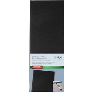 SIGEL GM100 menukaart barformaat 1/2 A4, drankmap, rubberen binding, zwart met linnenstructuur, duurzaam en gemakkelijk afwasbaar