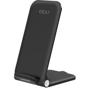 DCU Tecnologic Draadloze 3-in-1 oplader, snel opladen, compatibel met Android en iPhone, inclusief type C-kabel, 15 W, zwart