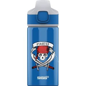 Sigg Pirates kinderdrinkfles (0,4 l), vrij van schadelijke stoffen met lekvrije deksel, drinkfles van aluminium met rietje, donkerblauw