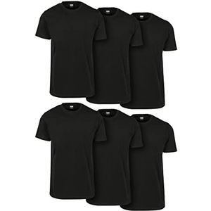Urban Classics Heren Basic Tee 6-pack T-shirt, zwart/zwart/zwart/zwart/blauw/blauw/blauw, 5XL
