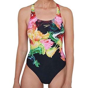 Speedo - Colourblend Placement Digital Powerback - Zwemkleding - Zwart - 100% Chloorbestendig