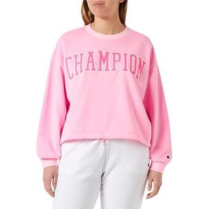 Champion Rochester 1919-C-Campus Oversize Crop Sweatshirt, Pink Cotton Candy (CCPF), L voor dames, Roze Katoen Candy (Ccpf), L