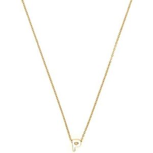 LUXENTER Alfabet-halsketting met 18-karaats goud - letter P, Medium, Metaal, Zonder edelsteen