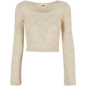 Urban Classics Dames T-Shirt Ladies Cropped Lace Longsleeve softseagrass S, Softseagrass, S