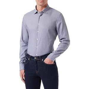 Seidensticker Heren Slim Fit Shirt met lange mouwen en kraag, Donkerblauw, 46 NL