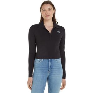 Calvin Klein Jeans Dames Polokraag Milano Regular Top Overige Knit, zwart., L