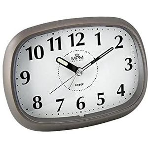 MPM Plastic Alarm Clock - wekker, analoge wekker, eenvoudige bediening zonder tikken, wekker, analoge snooze en lichtfuncties, wekkerfunctie, wekker voor thuis, slaapkamer, kantoor, wekker, titanium