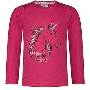 SALT AND PEPPER Meisjes-T-shirt met opschrift L/S Unicorn Seq Emb, cranberry, 104/110 cm