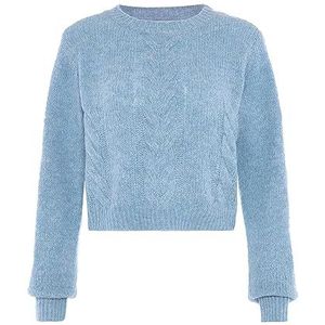 Jalene Stijlvolle, verkorte twist-gebreide trui voor dames, gerecycled polyester, lichtblauw, maat M/L, lichtblauw, M