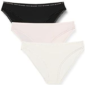 Tommy Hilfiger dames Bikinibroekje 3p Bikini, Zwart/Ivoor/Bleke Roze, L