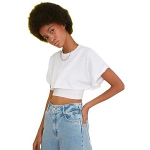 TRENDYOL Dames wit Super Crop gebreid T-shirt, wit, M