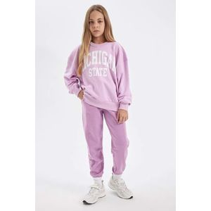 DeFacto Girl Regular Fit lange mouwen gebreid sweatshirt met capuchon voor meisjes (lila, 11/12 Y), lila (lilac), 11-12 Jaar