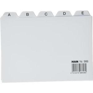 HAN Systeemkaart DIN A6, indexregister, register A - Z, voor indexbox, indexdoos en trog, polypropyleen, 986, grijs