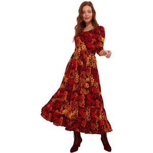 Joe Browns Damesmode gedempte bloemen gekreukt katoenen maxi-jurk, normale pasvorm, oranje, EU 46, Oranje, 44