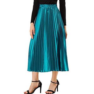 Allegra K vrouwen geplooide rok ritssluiting Accordion Metallic Midi Rokken