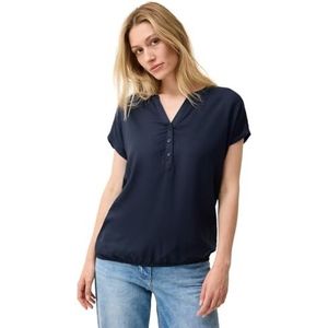 Cecil - Blouse - Urban Navy Blue - Korte Mouwen - Met Elastische Taille