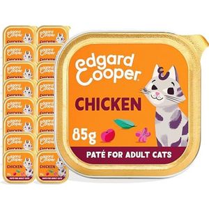 Edgard & Cooper Natvoer voor katten, gesteriliseerd of actief, voor volwassenen, natuurlijke paté, graanvrij, 85 g x 16 cm, licht verteerbaar, gezonde voeding, smakelijk en evenwichtig