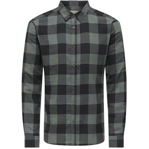 Only & Sons - ONSGudmund - Overhemd - Groen/Zwart - Slim Fit