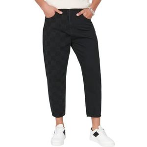 Trendyol Heren Jonge Normale Taille Relaxed Jeans, Zwart, 31, Zwart, 31W