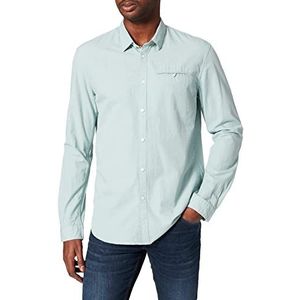 TOM TAILOR Denim Uomini Overhemd met alloverprint en borstzak 1028707, 28518 - Ice Blue Navy Dotted Structure, XL