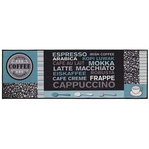 andiamo Tapijtloper café crème woonkamertapijt tapijtloper voor keuken 50 x 150 cm grijs-turquoise
