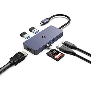 7-in-1 USB C-hub, AYCLIF USB C-adapter met 4K HDMI Dual Display, 100W type C PD, 3 USB 3,0 5 Gbit/s, SD/TF, USB C naar HDMI multiport dongle voor MacBook, IMAC, IPAD, HP, Dell, XPS, Surface