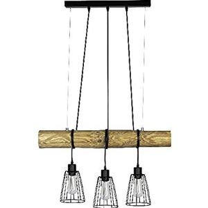 Homemania HOMBR_0277 Hanglamp, plafondlamp, hout, metaal, zwart, 70 x 8-12 x 150 cm