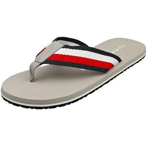 Tommy Hilfiger Heren COPRORATE Hilfiger Beach Sandaal Flip-Flop, Antiek Zilver, 6.5 UK, Antiek Zilver, 40 EU