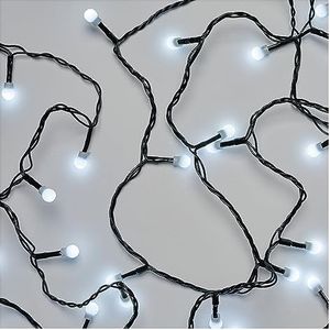 EMOS Led-lichtsnoer Cherry koudwit voor binnen en buiten, 20 m lange kerstlichtketting met 200 leds in bolvorm, Ø 1 cm, 8 lichtmodi, voeding en transformator, voor feestjes, Kerstmis, decoratie