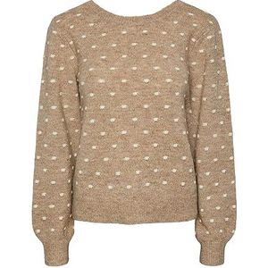 PIECES Pcjessica Ls Reversible Knit Bc Pullover voor dames, Silver Mink/Detail: berch Dots, XL