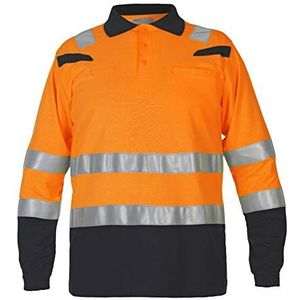 Hydrowear 043635OB Marbella Polo T-shirt met lange mouwen, Multi Bodywear, 60% Modacryl/38% Katoen/2% Antistatische vezels, Klein formaat, Hi-Vis Oranje/Zwart