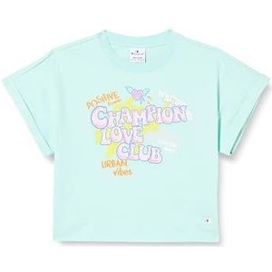 Champion Legacy Summer Graffiti G - Relaxed S/L T-shirt, pastelblauw, 11-12 jaar meisjes en meisjes SS24, pastelblauw, 11-12 jaar