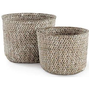 COMPACTOR Set van 2 handgeweven opbergmanden van natuurlijk zeegras, beige, RAN6534