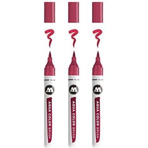 Molotow Aqua Color Brush (Brush Pen Marker op waterbasis, penseel punt voor aquarellen en handlettering) 3 stuks kleur 043 bordeaux rood