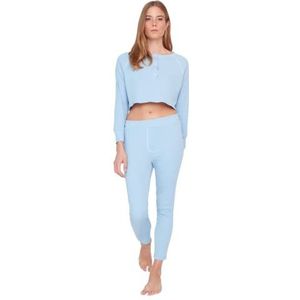 TRENDYOL Pajama Set - Grijs - Plain, Blau, XL