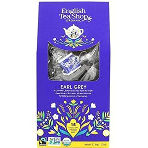 English Tea Shop Biologische Fairtrade Earl Grijs Rond Gift Tin - 15 Piramide Theezakjes, 1.5 oz