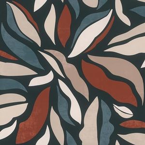 Rasch Behang 869309 - Vliesbehang met gebogen vormen in wit, beige, taupe, rood, blauw en zwart uit de collectie Symphony - 10,05 m x 0,53 m (l x b)