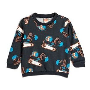 Koton Babyboys Crane Printed Crew Neck Long Sleeve Brushed Interieur Sweatshirt, Navy Design (7d1), 12-18 maanden