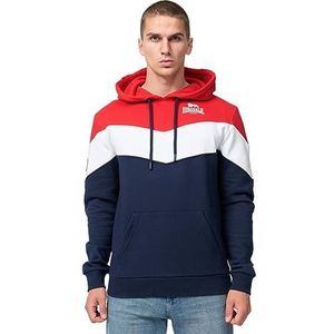 Lonsdale Moyroukan Sweatshirt met capuchon voor heren, normale pasvorm, Navy/rood/wit., XXL, 117466