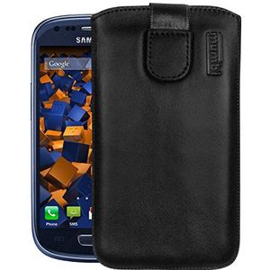 mumbi Echt leren hoesje compatibel met Samsung Galaxy S3 mini hoesje leren hoesje case portefeuille, zwart