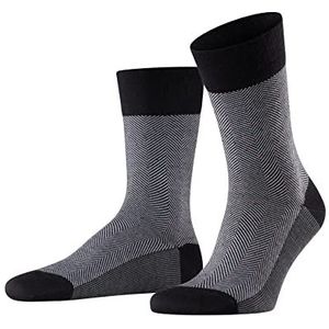 FALKE Heren Sokken Sensitive Herringbone M SO Wol Met comfort tailleband 1 Paar, Zwart (Black 3000), 47-48