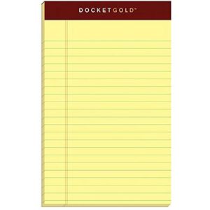 TOPS Docket Gold schrijfblokken, 12,7 cm x 20,3 cm, Jr. wettelijke regel, Canarisch papier, 50 vellen, 12 stuks (63900)