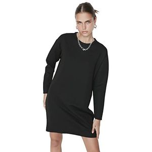 Trendyol Dames Midi Skater Regular Gebreide Jurk, Zwart, M