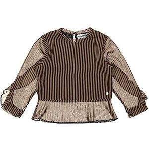 Koko Noko Meisjes Blouse, Roestig Bruin en Zwart, 9 Maanden