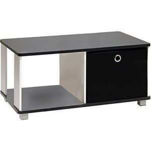 Furinno Basic Home salontafel met sleuf, houtcomposietmateriaal, pvc-buizen en vliescontainers, zwart, 40,01 x 40,01 x 34,93 cm