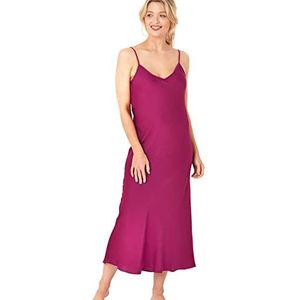 Indigo Sky Samsara Lange Satijnen Chemise Nachthemd, Rozenkrans Rood, 50-52
