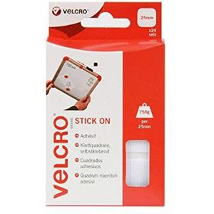 VELCRO Brand Klittenbandvierkanten - zelfklevend 25 mm - wit - 24 stuks
