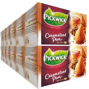 Pickwick Spices Caramelised Pear Zwarte Thee met Appel en Kaneel (240 Theezakjes - Rainforest Alliance Gecertificeerd) - 12 x 20 Zakjes