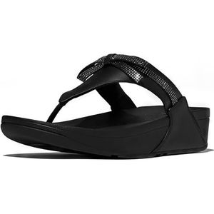 Fitflop - LULU Glitz-Bow - Leren Sandalen - Zwart